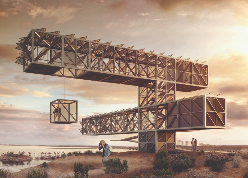 Self-Shading Structure Crafted from Upcycled Steel and Designed for Ecological Awareness  