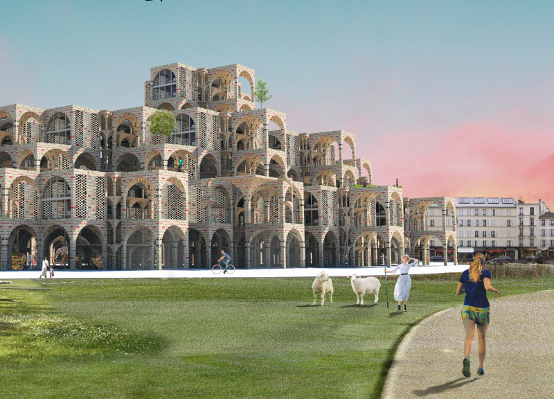 Mycelium-Based Bricks and Green Roofs Shape Affordable Community Living Spaces