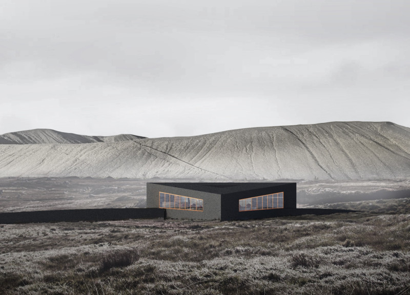 Basalt and Brass Facade Embracing Natural Light in a Triangular Exhibition Space