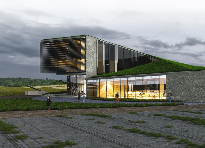 Geological Harmony With Natural Stone Facades And Sustainable Timber Elements In A Community Hub
