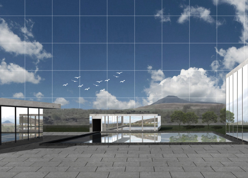Lava Rock Elements and Concrete Facades Shaping a Multifunctional Community Hub  