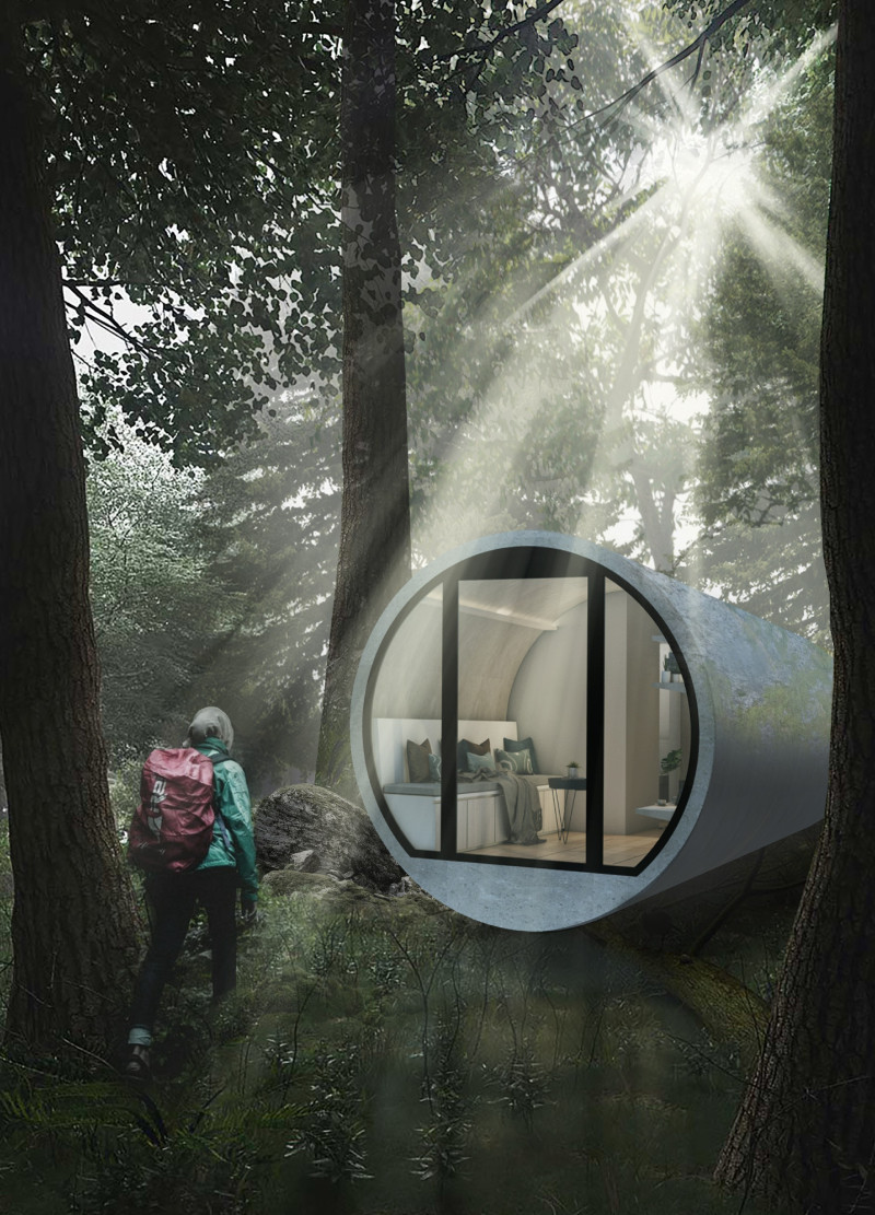 Cylindrical Living Spaces Enhanced by Glass Facades and Sustainable Materials