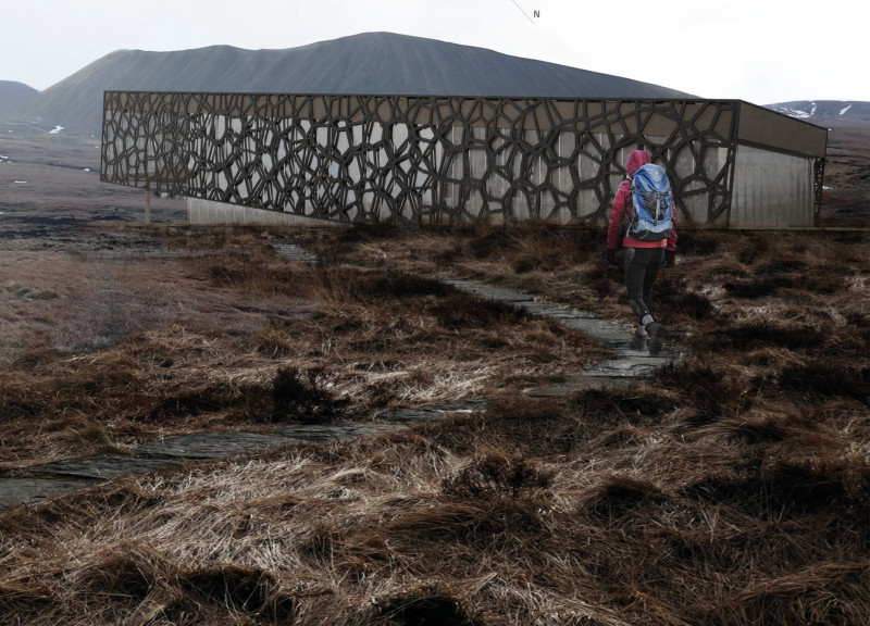 Textured Metal Envelope and High-Density Panels Define a Visitor Center in the Icelandic Landscape