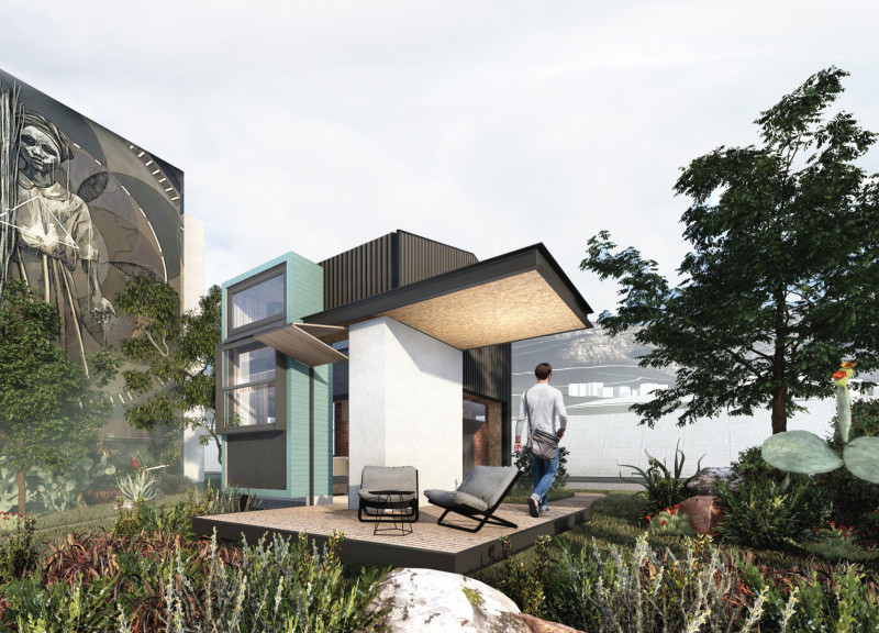 Timbercrete Structures Enhanced by Ferrock and Green Roofs for Sustainable Urban Living
