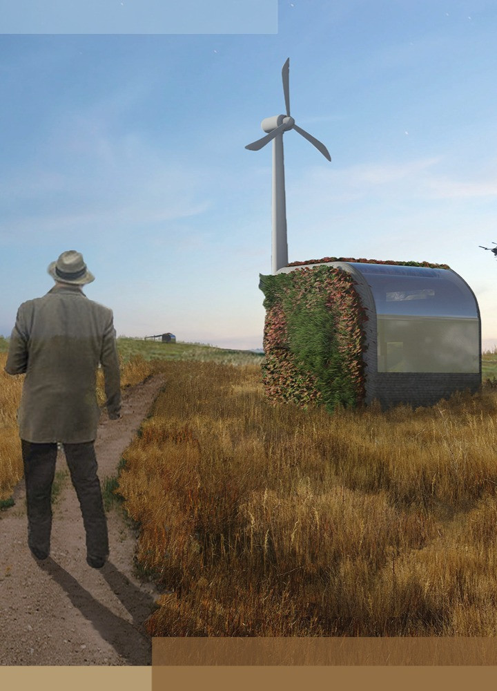 Charred Wooden Shingles and Biodegradable Composites Enhance Sustainable Modular Living  