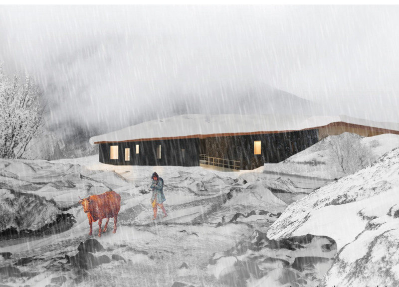Basalt Masonry and Thatch Roofing Harmonize in a Hillside Retreat