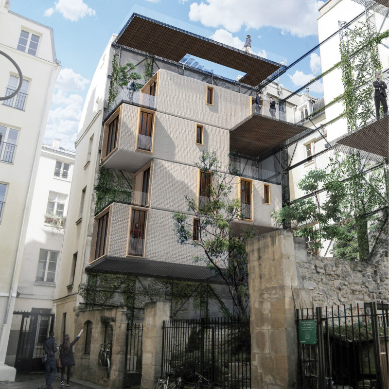 Biosourced Linen Housing Featuring Modular Design and Integrated Green Spaces  