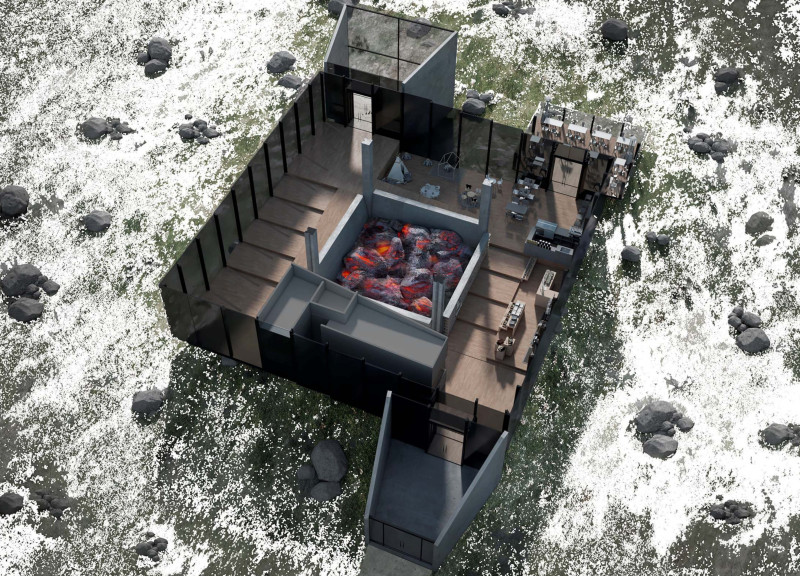 Lava Rock Integration With High-Performance Glass in a Sustainable Community Hub