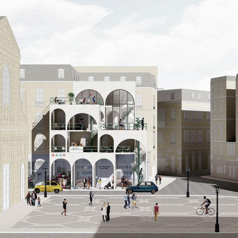 Embracing Arches with Polished Concrete and Integrated Greenery for Adaptive Urban Living