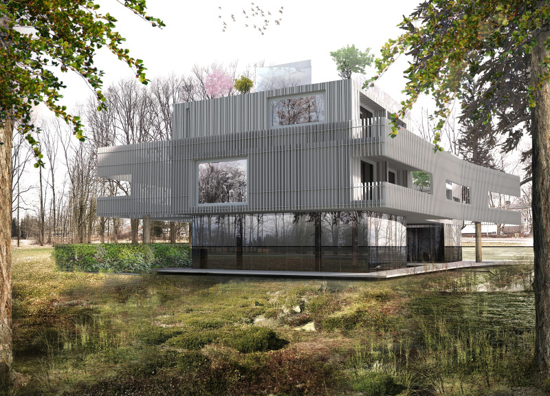 Charred Wooden Shingles and Cross-Laminated Timber Panels Define A Sustainable Community Hub  