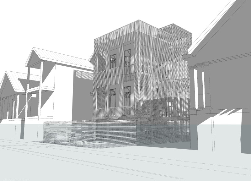 Elevated Garden Above Tradition Using Local Brick and Steel Construction