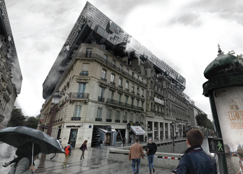 Vertical Community Hub With Aluminum Cladding and Solar Tiles in Historic Paris