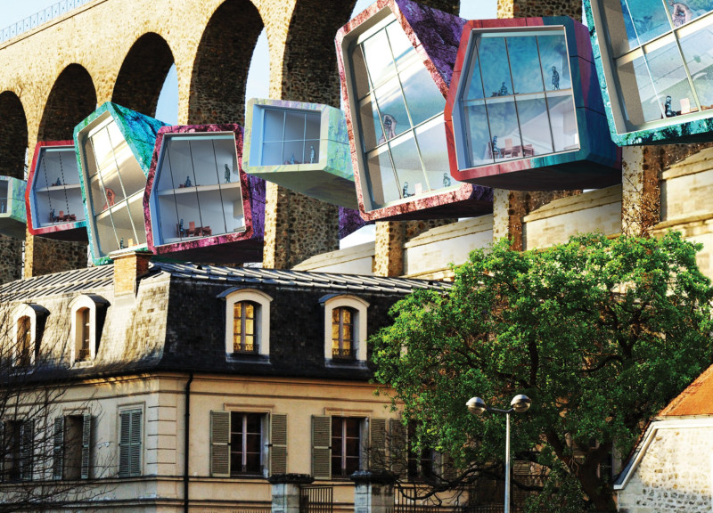 Elevated Community Living Within Historic Roman Arches Featuring Glass Fiber Reinforced Concrete  