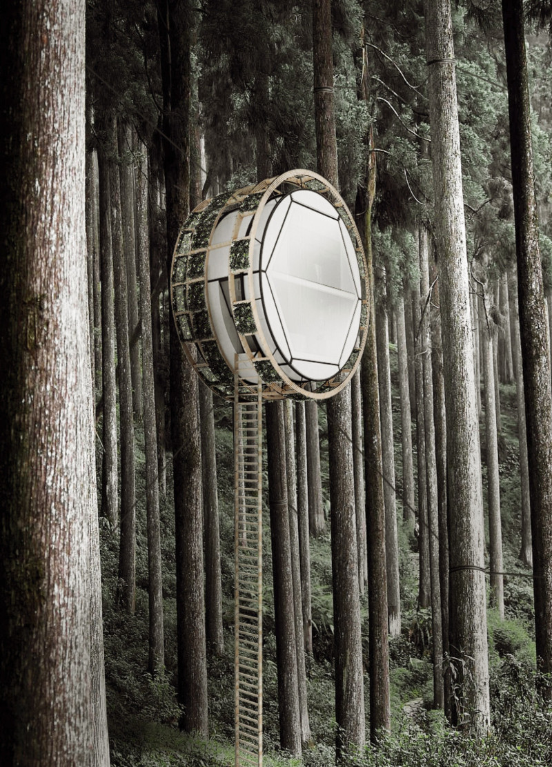 Rotating Polycarbonate Structure Enhanced by Bamboo Integration and Energy Efficiency  
