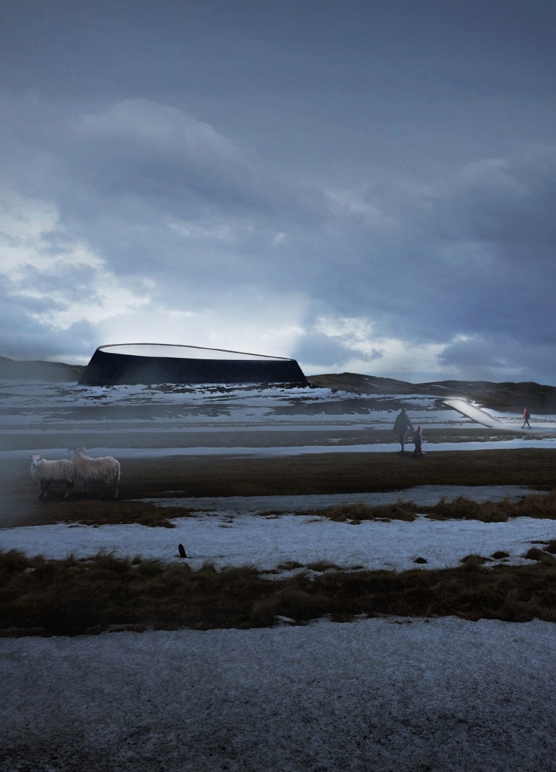 Basalt Form and Sustainable Materials Create A Volcanic Community Hub  