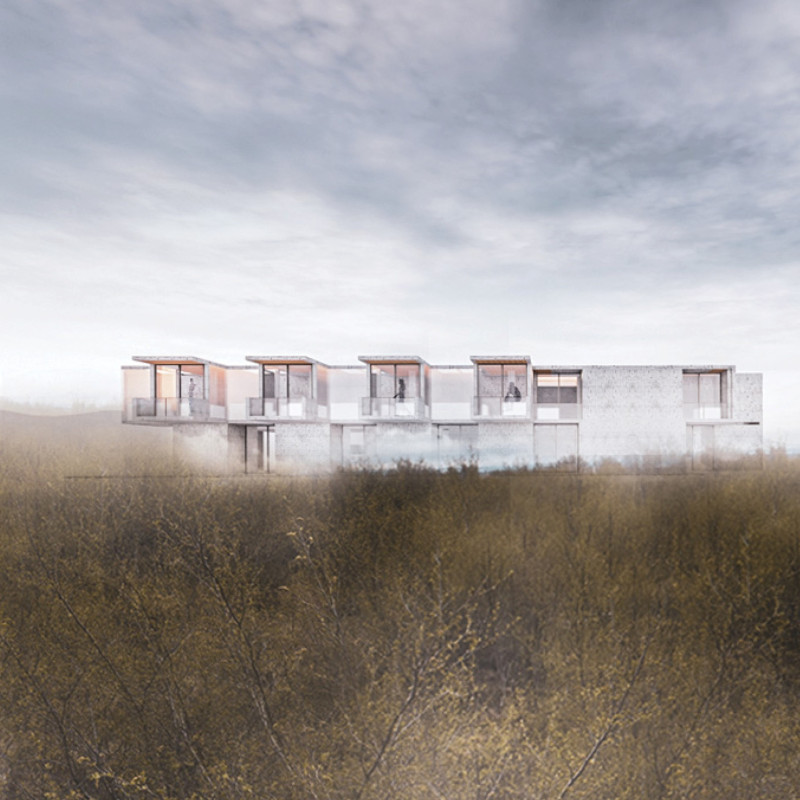 Translucent Glass and Charred Shingles Framing Community Spaces in A Nordic Retreat