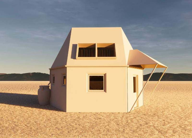 Compact residential dwelling utilizing cross-laminated timber panels and a fabric membrane roof for adaptable living solutions