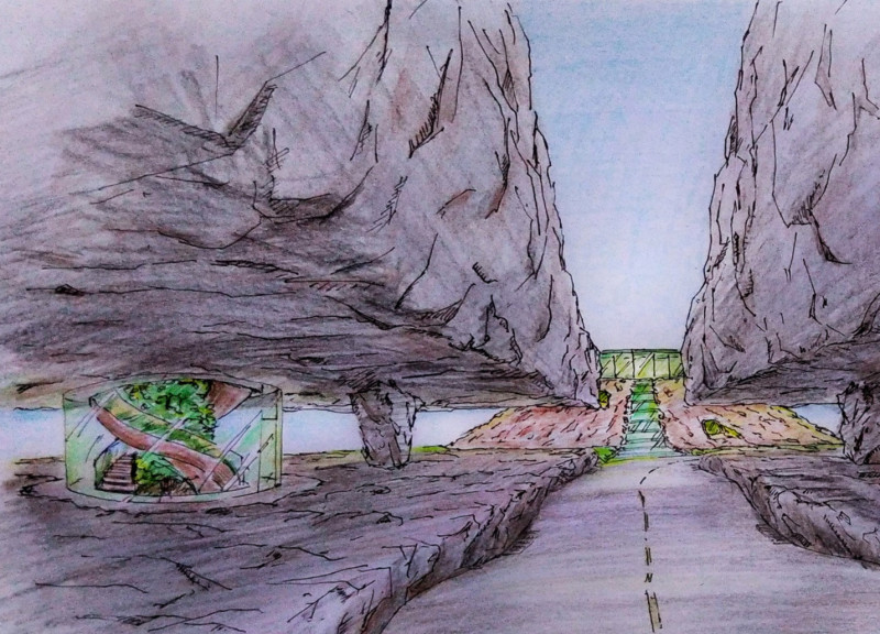 Volcano-Shaped Exhibition Hall with Glass Top in the Rift Valley  