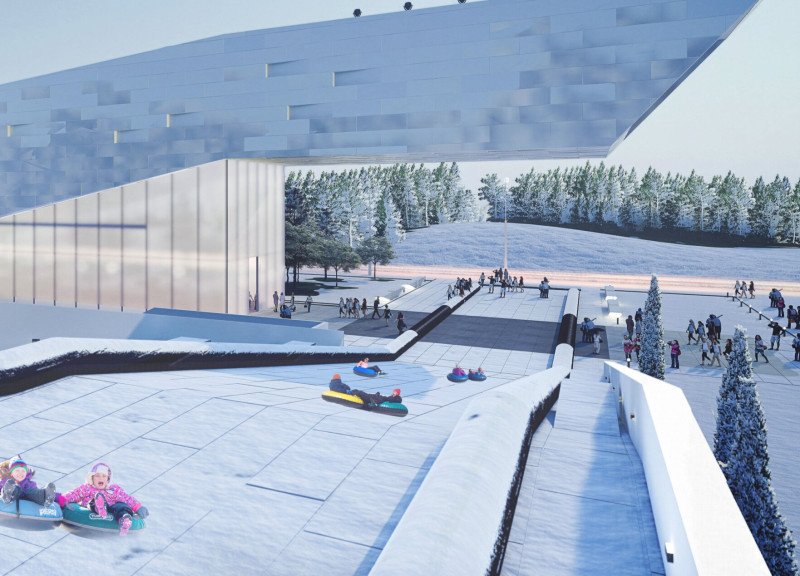 Sledding Roof Structure Featuring Space Frames and Rock Wool Insulation for Seasonal Engagement