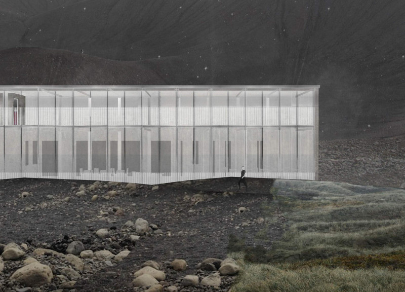 Exhibition Pavilion Featuring Sustainable Materials and Volcanic Terrain Integration