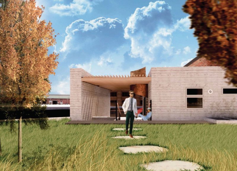 Residential community featuring reclaimed brick and renewable energy systems in a historic urban setting