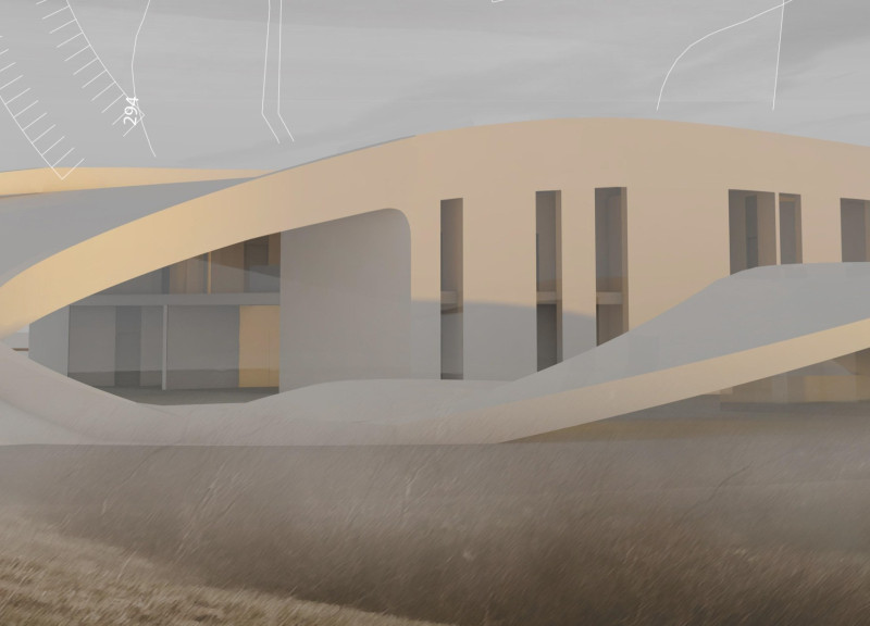 Curvilinear Form Enhanced by Geothermal Systems and Ashlar Stone in a Community Hub