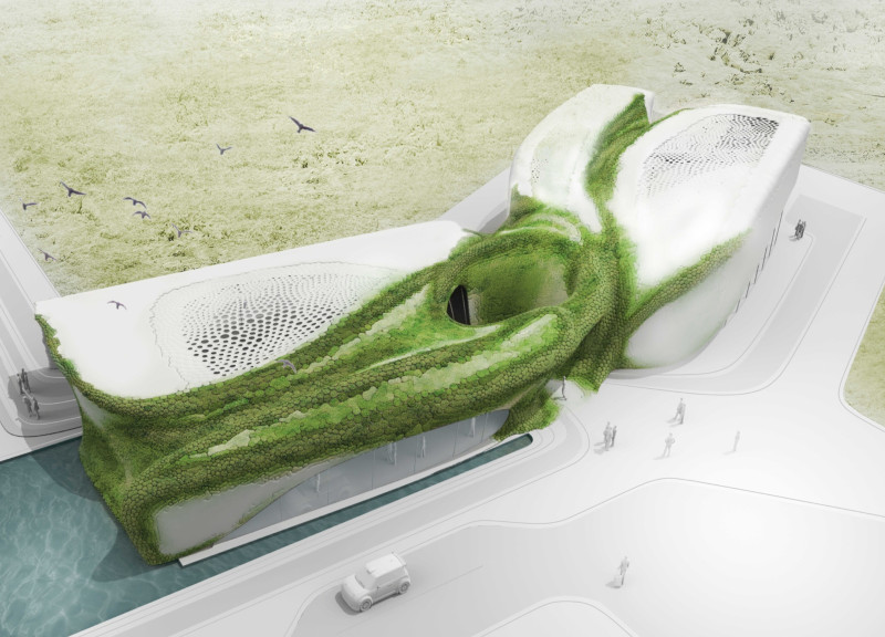 Bioreceptive Concrete and Glass Integrate with Volcanic Landscape in a Sustainable Cultural Hub