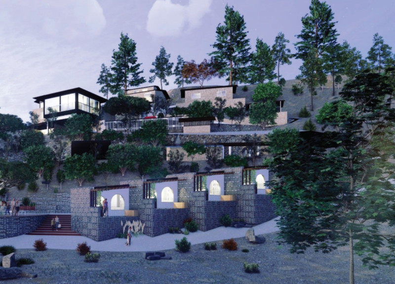 Integrating Gabion Walls and Timber Framework to Create a Serene Retreat Amidst Nature