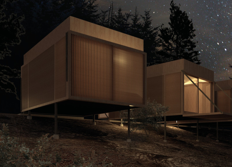 Meditation Retreat Constructed with Cross-Laminated Timber and Charred Wooden Shingles in a Forest Setting  