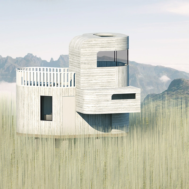 Curvilinear Retreat Crafted with Cross-Laminated Timber and Biodegradable Cedar in a Natural Landscape