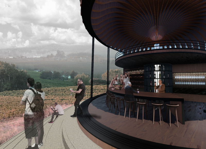 Ribbed Timber Structure Embracing 360-Degree Vineyard Views in a Sustainable Tasting Room