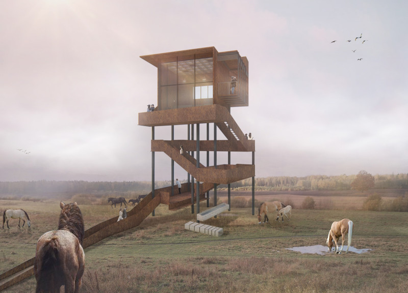Corten Steel Structure Elevating Observation With Cedar Accents In A Biosphere Reserve  