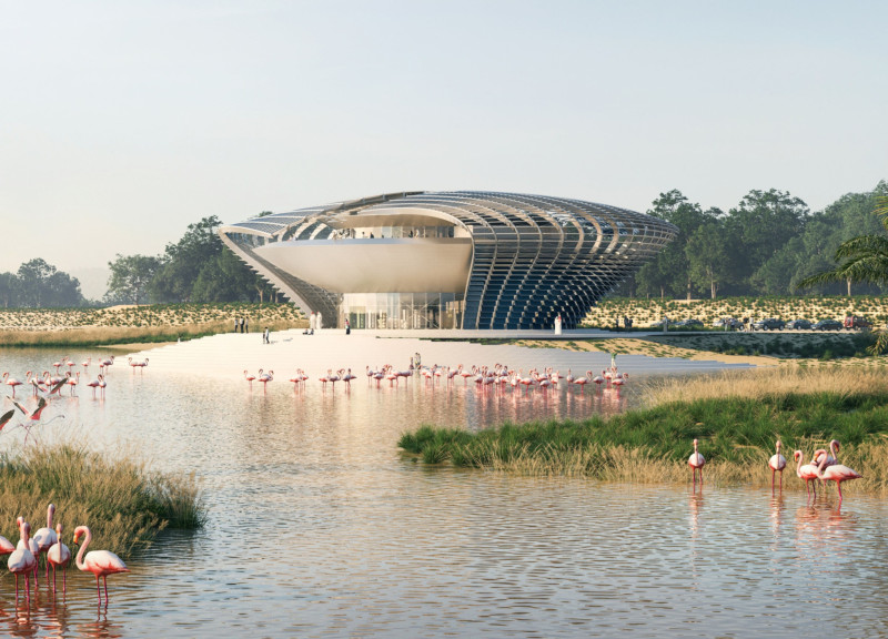 Curvilinear Design with Photovoltaics and Native Plant Landscaping for Eco-Tourism Education