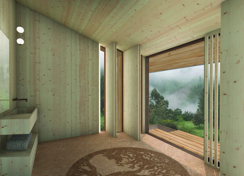 Cork Insulation and Cross-Laminated Timber Elevate a Tranquil Retreat Amidst Nature