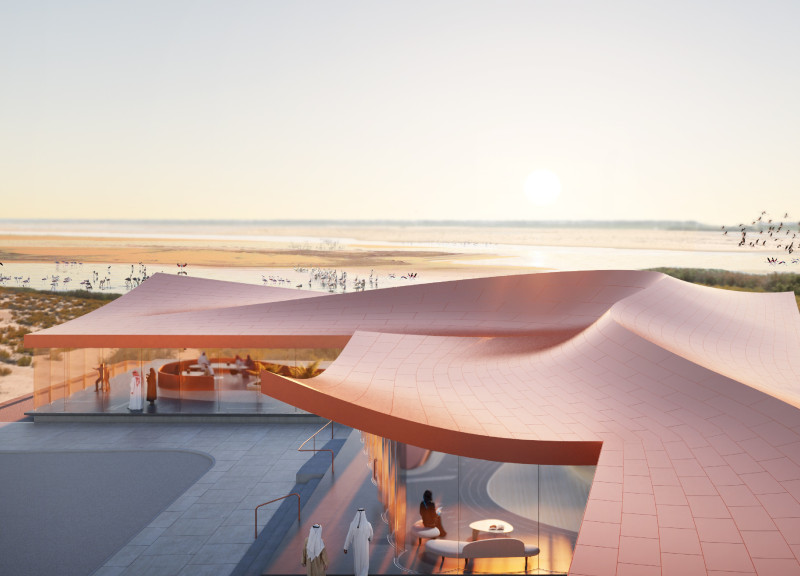 Curved Glass Canopy and Carbon Fiber Structure Enhancing Community Engagement in a Desert Habitat