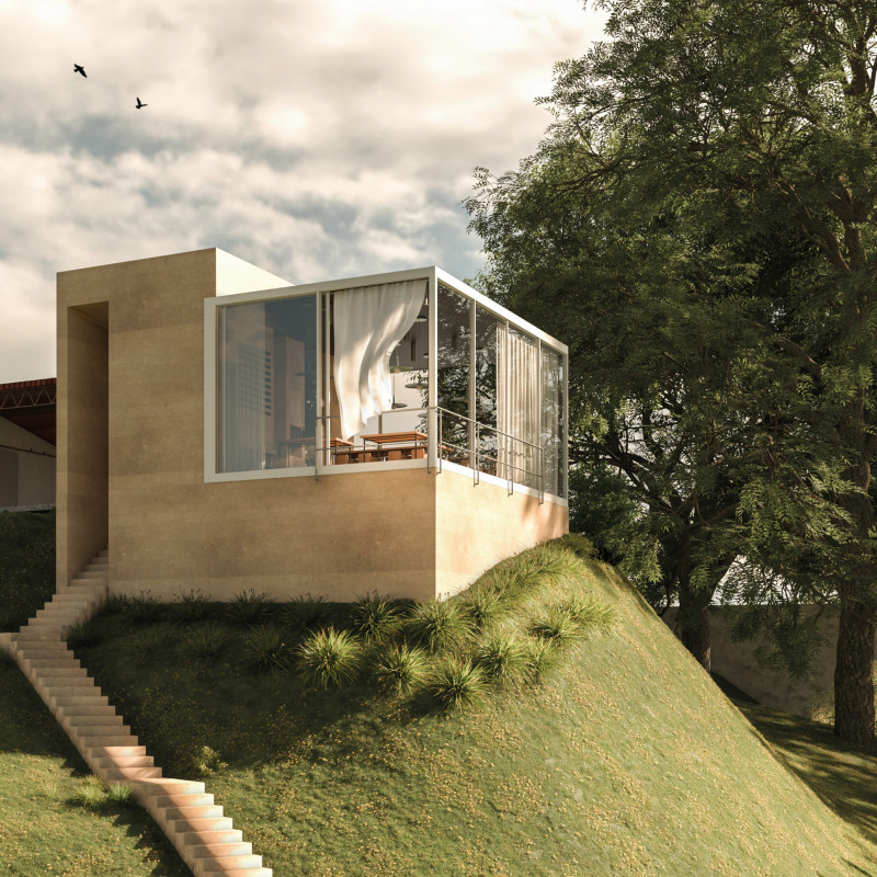 Rammed Earth Structure With Expansive Glass Facades Embracing Vineyard Views