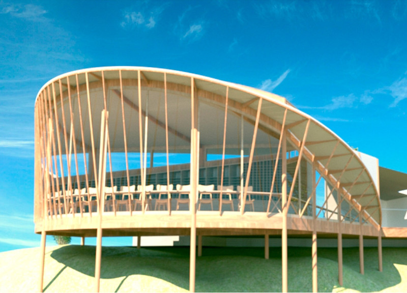 Curved Roofline Crafted With Glass and Natural Timber Enhances Wine Tasting Experience