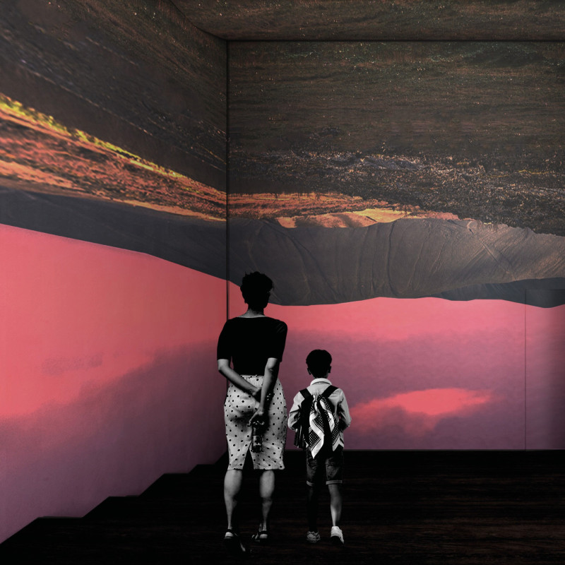 Light Manipulation Through Interlocking Chambers Crafted with Soil Cement and Glass in an Icelandic Landscape  