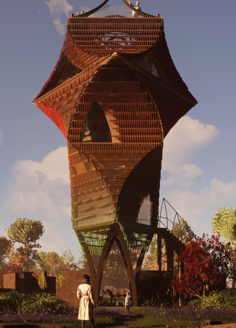 Charred Wooden Shingles And Rammed Earth Create A Community Observation Structure Embracing Nature
