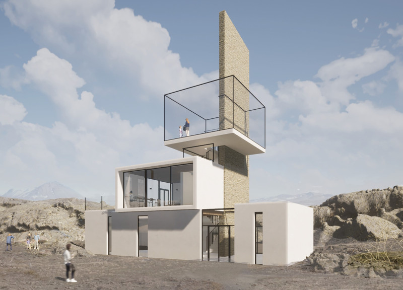 Cantilevered Viewing Deck Crafted From Natural Materials In Sustainable Mountain Retreat  