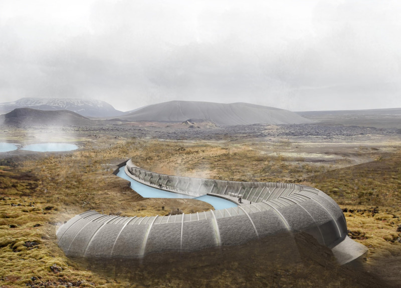 Geothermal Retreat Featuring Locally Sourced Volcanic Stone and Open Plan Design  