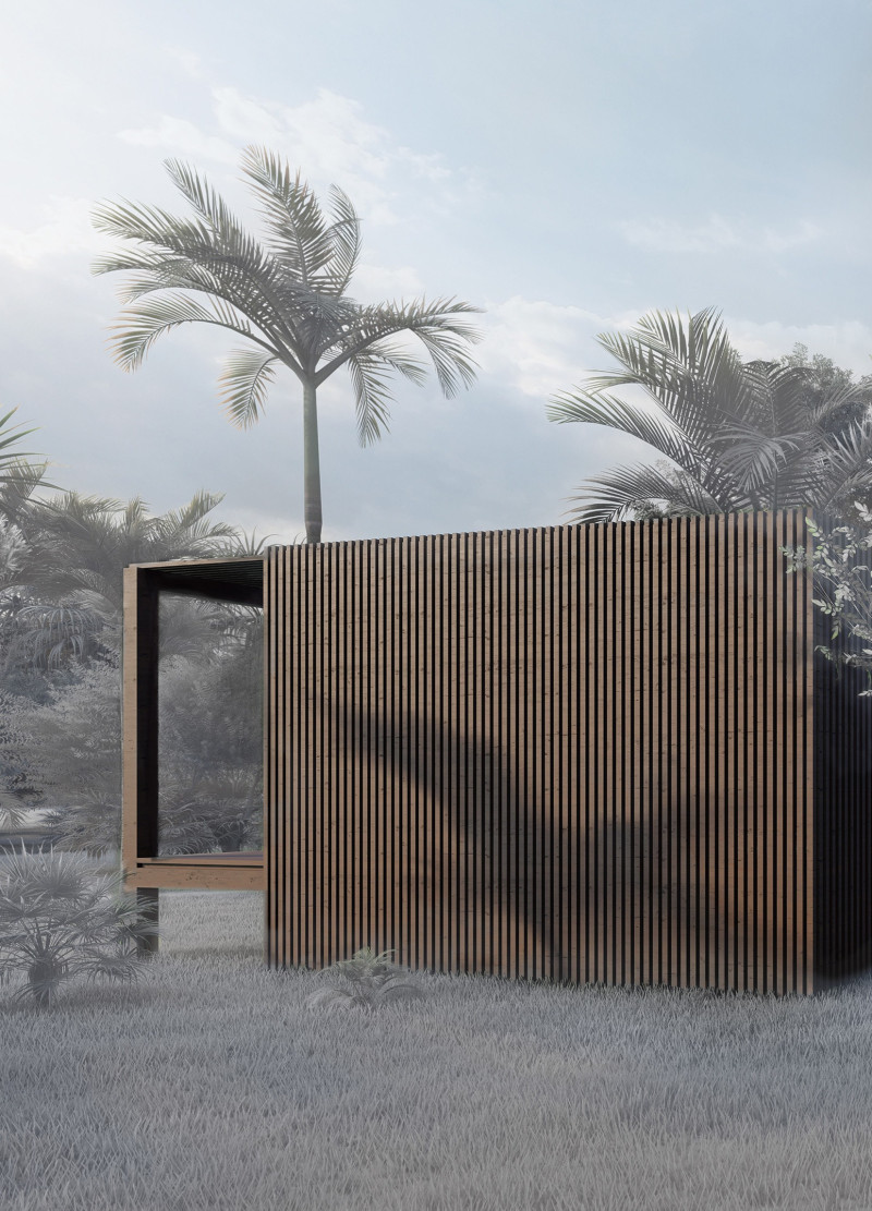 Charred Wooden Shingles and Cross-Laminated Timber Panels Crafting A Compact Retreat in the Forest  