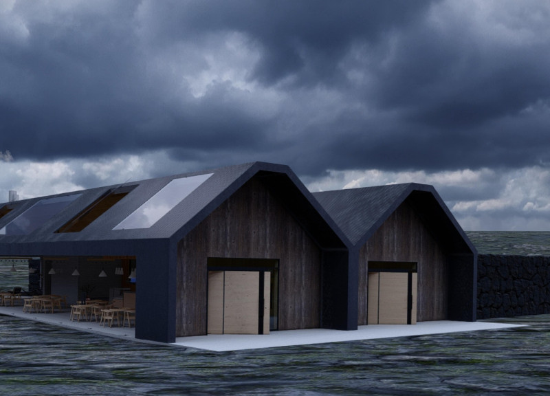 Gabion Walls and Sustainable Wood Integration in a Community Pavilion Design  