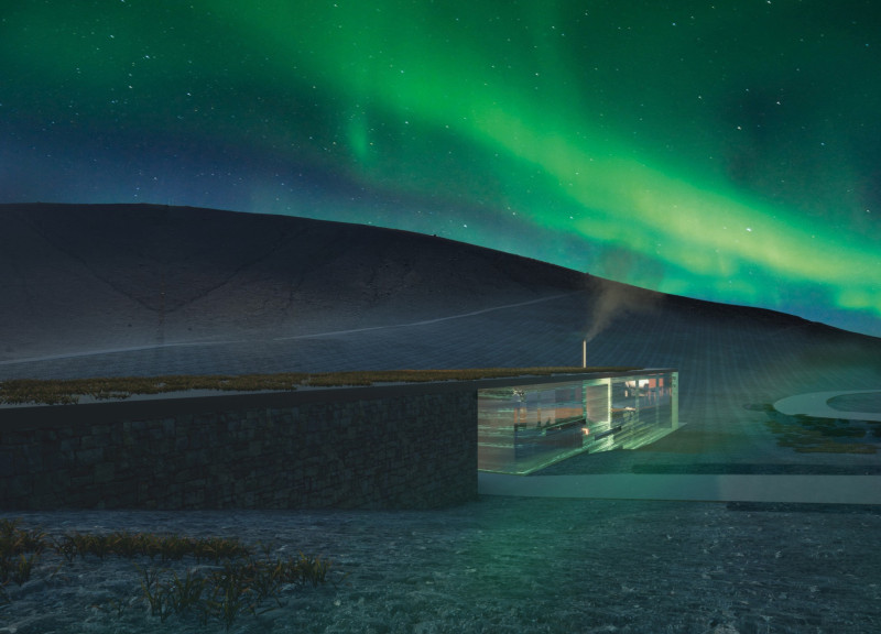 Volcanic Stone and Recycled Glass Embrace in a Community Hub Surrounded by Nature