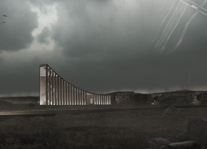 Curvilinear Design Flowing Through Transparent Glass and Reinforced Concrete in a Natural Landscape Setting  