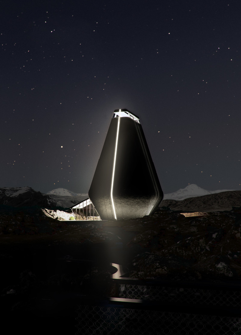 Tapered Concrete Form With Transparent Glass and Natural Wood Elements For Enhanced Connectivity and Engagement