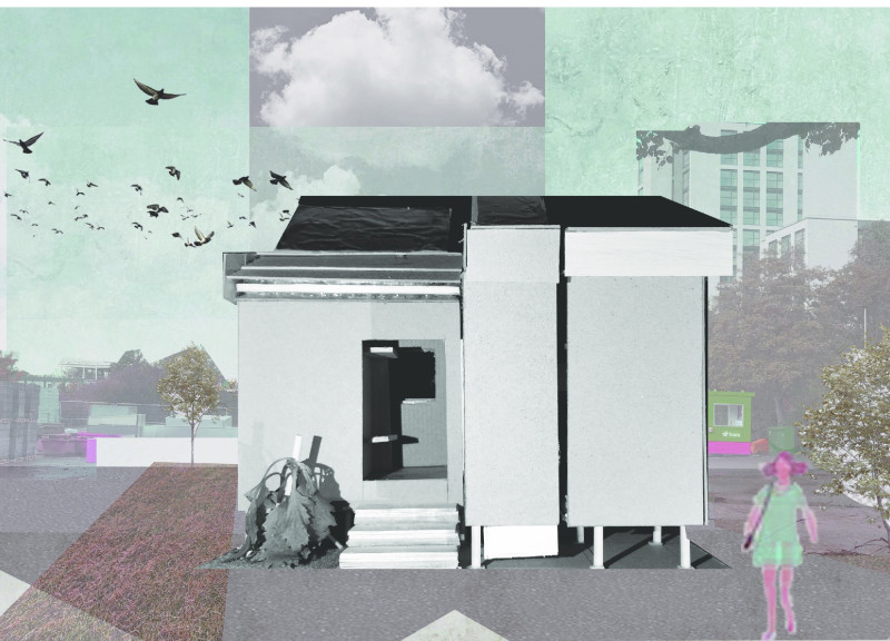 Charred Wooden Shingles and Rockwool Insulation in a Compact Off-Grid Living Space