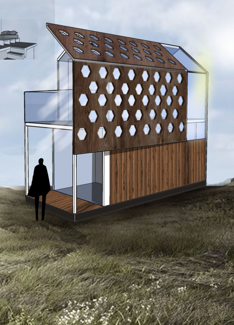 Movable Roof Over Cross-Laminated Timber Panels With Charred Wooden Shingles For Adaptive Living  
