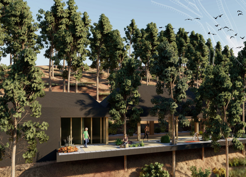 Charred Wooden Shingles and Laminated Timber Embrace in a Nature-Focused Wellness Retreat  