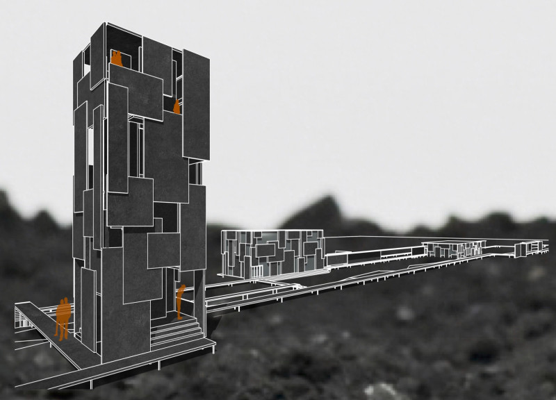 Neoprene Steel Tower Offering Panoramic Views and Wellness Spaces in Icelandic Landscape